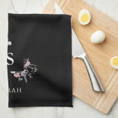 Zwart Monogram Initiaal Modern Mom Theeschaaltje Theedoek (Quarter Fold)