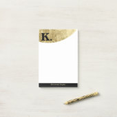 Zwart monogram Initiaal op Gold Foil Luxury Post-it® Notes (Op bureau)