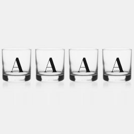 Zwart Monogram Initiaal Whiskey Glass Set Whisky Glas