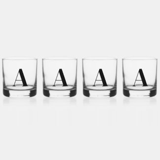 Zwart Monogram Initiaal Whiskey Glass Set Whisky Glas