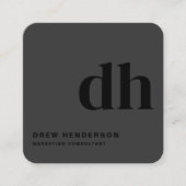 Zwart Monogram Initialen Professionele QR-code Vierkante Visitekaartje (Voorkant)