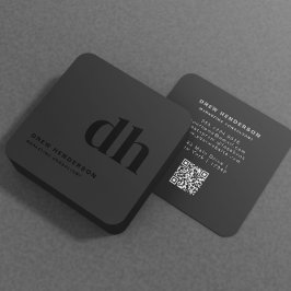 Zwart Monogram Initialen Professionele QR-code Vierkante Visitekaartje