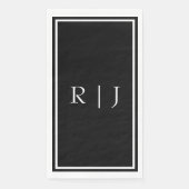 Zwart Monogram Initialen Wit Eenvoudige Bruiloft Servet (Voorkant)