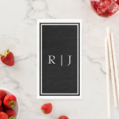 Zwart Monogram Initialen Wit Eenvoudige Bruiloft Servet (Insitu)