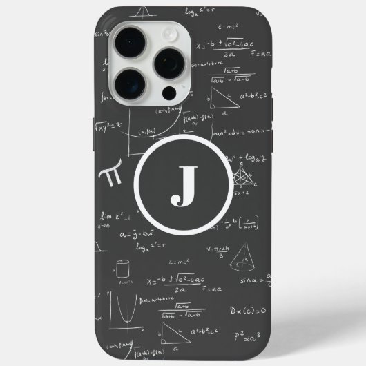 Zwart Monogram J Wiskunde Geek Algebra Case-Mate iPhone Case (Achterkant)