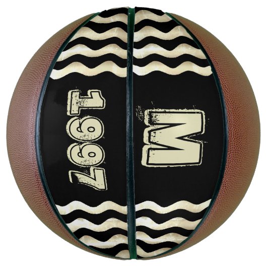  zwart Monogram jaarnummer Basketbal (Verticaal)