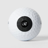 Zwart monogram krokodillenleerprint golfballen (Voorkant)