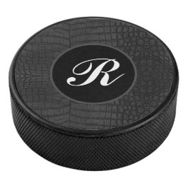 Zwart monogram krokodillenleerprint hockey puck