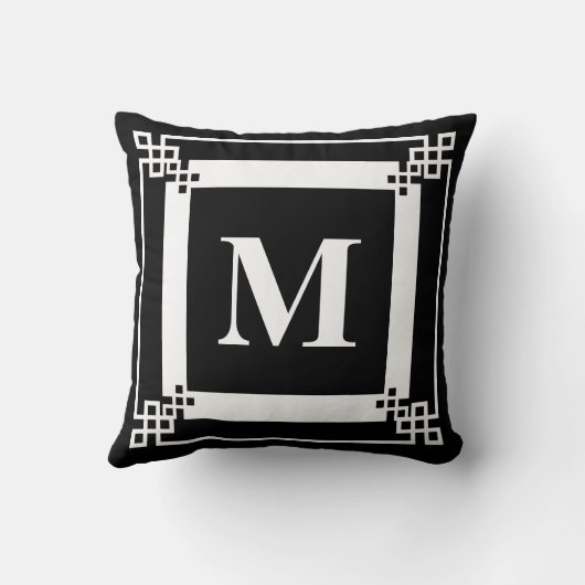 Zwart monogram kussen (Achterkant)