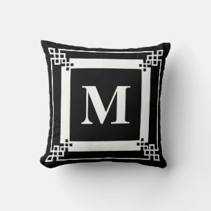 Zwart monogram kussen