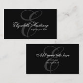 Zwart Monogram Letter Chic Elegant Visitekaartje (Voorkant / Achterkant)