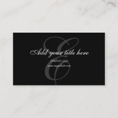 Zwart Monogram Letter Chic Elegant Visitekaartje (Achterkant)