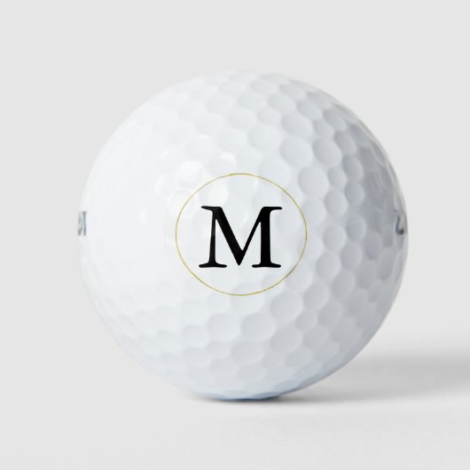 Zwart monogram met goudcirkel golfballen (Voorkant)