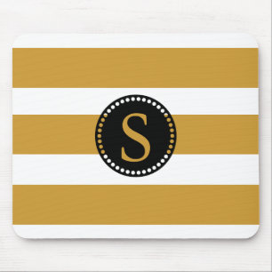 Zwart monogram met goudfolie strips muismat