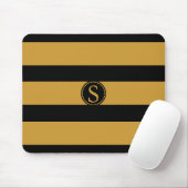 Zwart monogram met goudfolie strips muismat (Met muis)