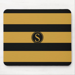 Zwart monogram met goudfolie strips muismat