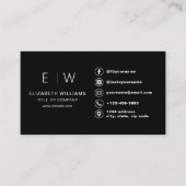 Zwart Monogram Minimalistische Social Media Pictog Visitekaartje (Voorkant)