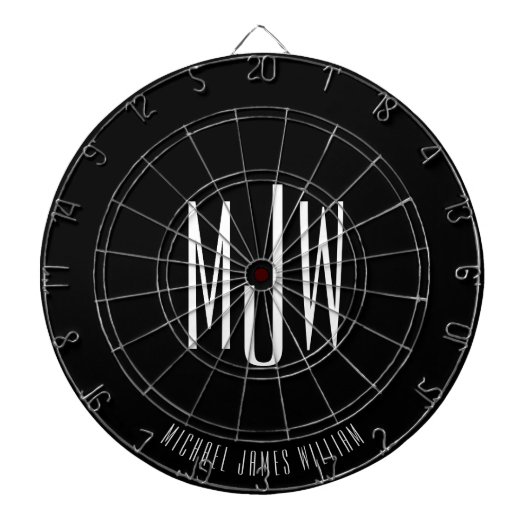 Zwart Monogram Modern Classic Dartbord (Voorkant)