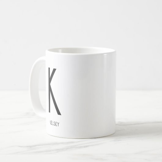 Zwart Monogram Naam Koffie Witte Mok (Voorkant links)