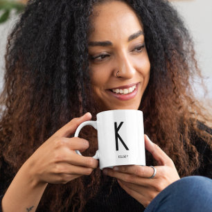 Zwart Monogram Naam Koffie Witte Mok