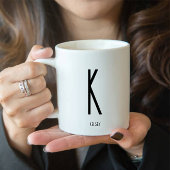 Zwart Monogram Naam Koffie Witte Mok