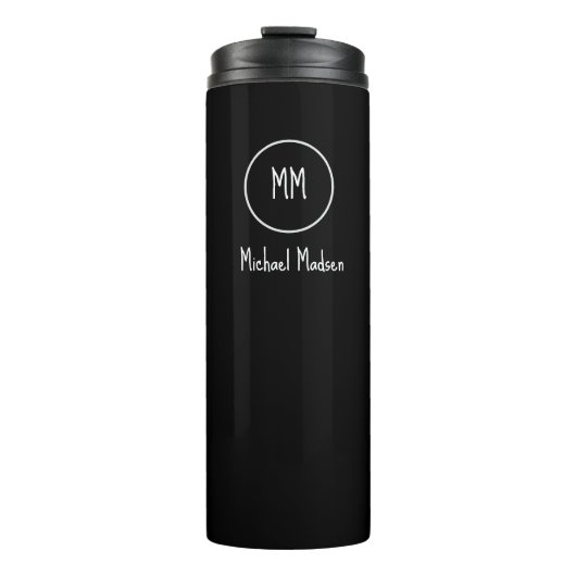 Zwart, Monogram, Naam Thermische Tumbler Thermosbeker (Voorkant)