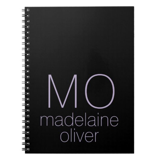 Zwart Monogram Notitieboek Journal Aangepast Initi (Voorkant)