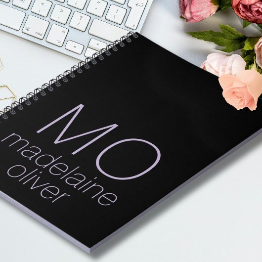 Zwart Monogram Notitieboek Journal Aangepast Initi