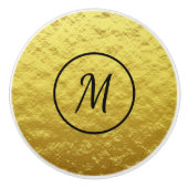 Zwart monogram op gouden achtergrond keramische knop (Voorkant)