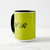Zwart monogram op groen mok (Voorkant links)