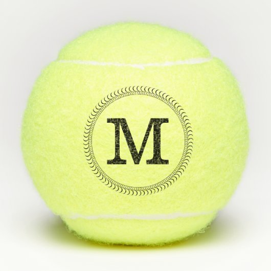 Zwart monogram op maat #2 tennisballen (Voorkant)