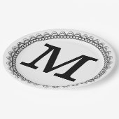 Zwart monogram op maat papieren bordje (Gekanteld)