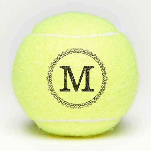 Zwart monogram op maat tennisballen (Voorkant)