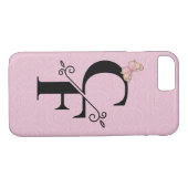 zwart monogram op roze ingegraveerde achtergrond Case-Mate iPhone case (Achterkant (Horizontaal))