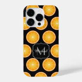 Zwart monogram Oranje moerassnijdsel kool iPhone Hoesje (Achterkant)