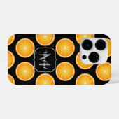 Zwart monogram Oranje moerassnijdsel kool iPhone Hoesje (Achterkant horizontaal)