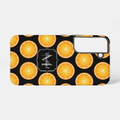 Zwart monogram Oranje moerassnijdsel kool Samsung Galaxy Hoesje (Achterkant horizontaal)