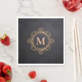 Zwart monogram ornamental mandala servet (Insitu)