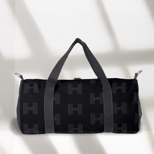 Zwart Monogram Patroon, Moderne Monogram Duffel Plunjezak