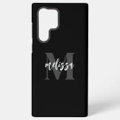 Zwart monogram penseelscript samsung galaxy hoesje (Achterkant)