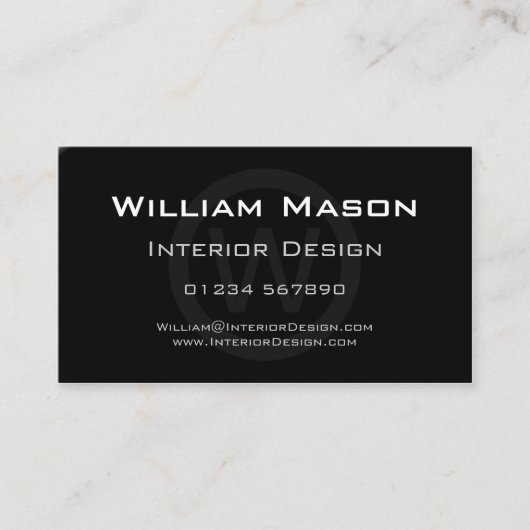 Zwart monogram - Professioneel Visitekaartje (Voorkant)