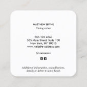 Zwart Monogram Professionele Fotograaf Embleem B Vierkante Visitekaartje (Achterkant)