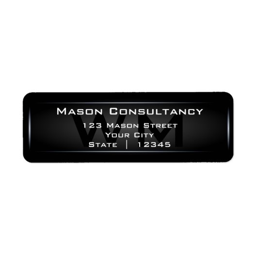 Zwart Monogram retouradreslabel Etiket (Voorkant)