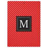 Zwart monogram rood wit pols patroon zwart klembord (Achterkant)