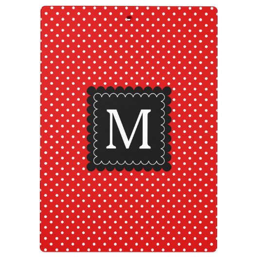 Zwart monogram rood wit pols patroon zwart klembord (Achterkant)