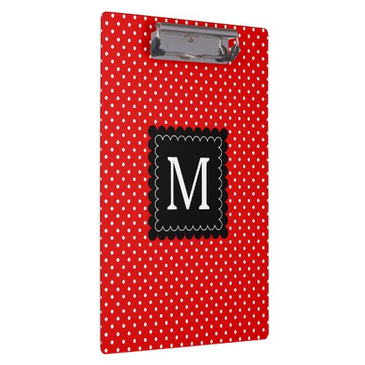 Zwart monogram rood wit pols patroon zwart klembord (Rechts)