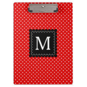 Zwart monogram rood wit pols patroon zwart klembord (Voorkant)