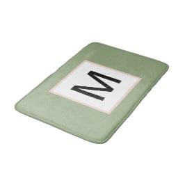 Zwart Monogram Sage Groen en Blush Badmat
