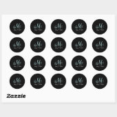 Zwart Monogram stickers/blauw Ronde Sticker (Vel)