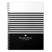 Zwart monogram Stripes Trendy Chic Script Modern Notitieboek (Voorkant)